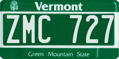 VT license plate ZMC727