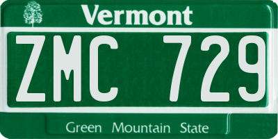 VT license plate ZMC729