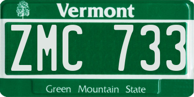 VT license plate ZMC733