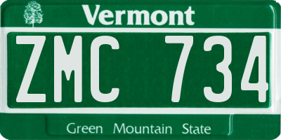 VT license plate ZMC734