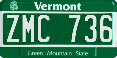 VT license plate ZMC736