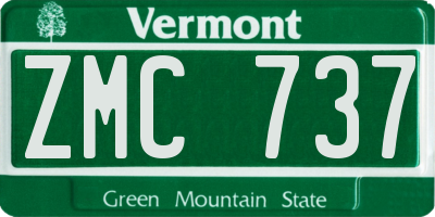 VT license plate ZMC737