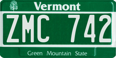 VT license plate ZMC742