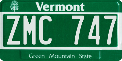 VT license plate ZMC747