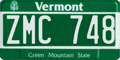 VT license plate ZMC748