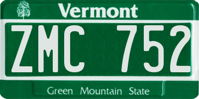 VT license plate ZMC752