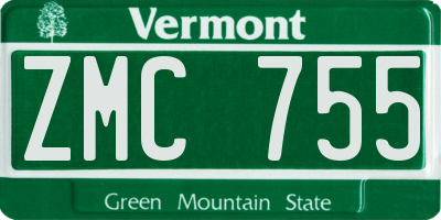 VT license plate ZMC755