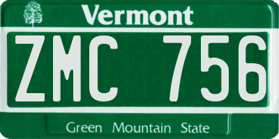 VT license plate ZMC756