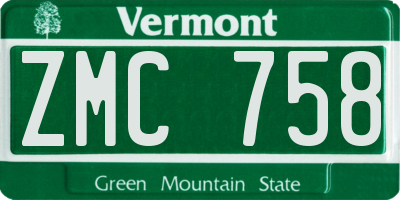VT license plate ZMC758