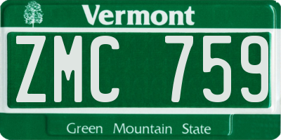VT license plate ZMC759