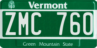 VT license plate ZMC760