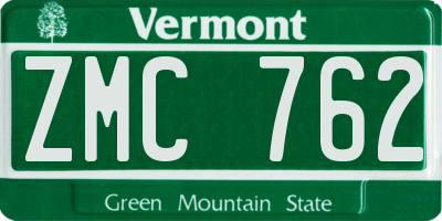 VT license plate ZMC762