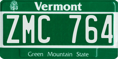 VT license plate ZMC764