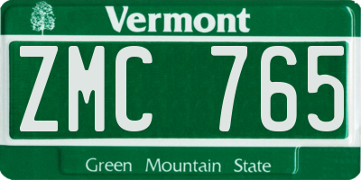 VT license plate ZMC765