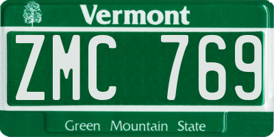 VT license plate ZMC769
