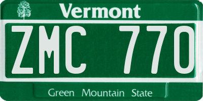 VT license plate ZMC770