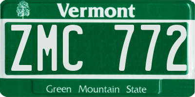 VT license plate ZMC772