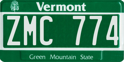 VT license plate ZMC774