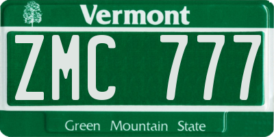 VT license plate ZMC777