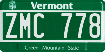 VT license plate ZMC778