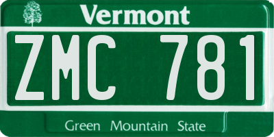 VT license plate ZMC781