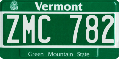 VT license plate ZMC782