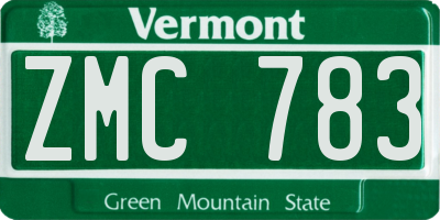 VT license plate ZMC783