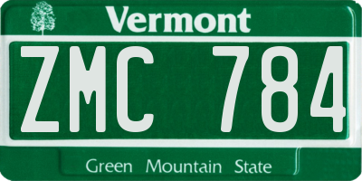 VT license plate ZMC784