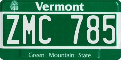 VT license plate ZMC785