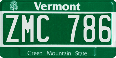 VT license plate ZMC786