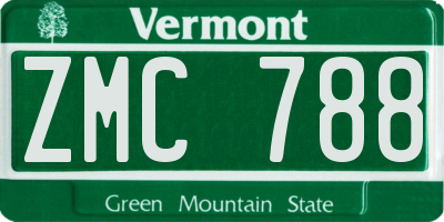 VT license plate ZMC788