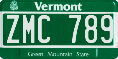 VT license plate ZMC789