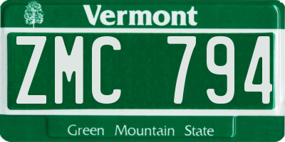 VT license plate ZMC794