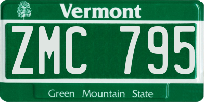 VT license plate ZMC795