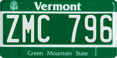 VT license plate ZMC796