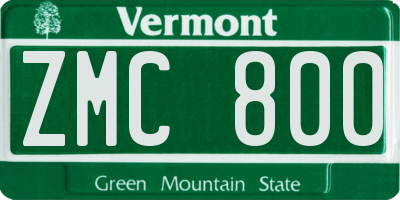 VT license plate ZMC800