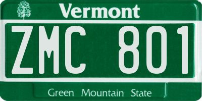 VT license plate ZMC801