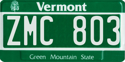VT license plate ZMC803