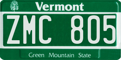 VT license plate ZMC805