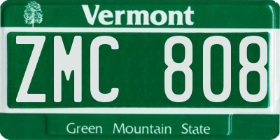 VT license plate ZMC808