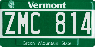 VT license plate ZMC814