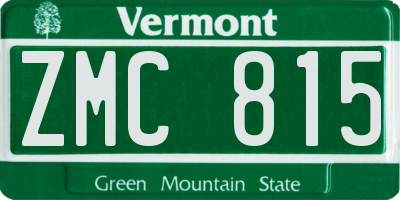 VT license plate ZMC815