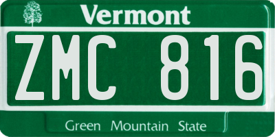 VT license plate ZMC816