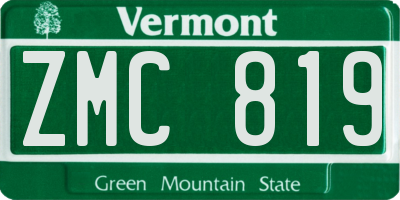 VT license plate ZMC819