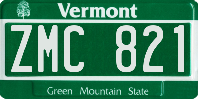 VT license plate ZMC821