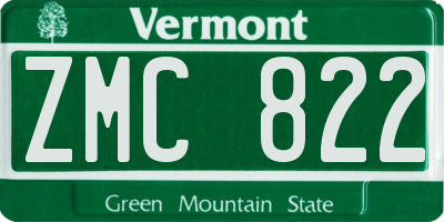 VT license plate ZMC822