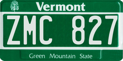 VT license plate ZMC827