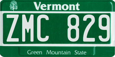 VT license plate ZMC829