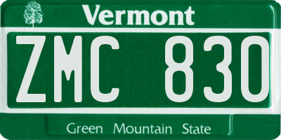 VT license plate ZMC830