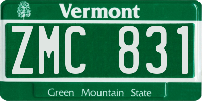 VT license plate ZMC831